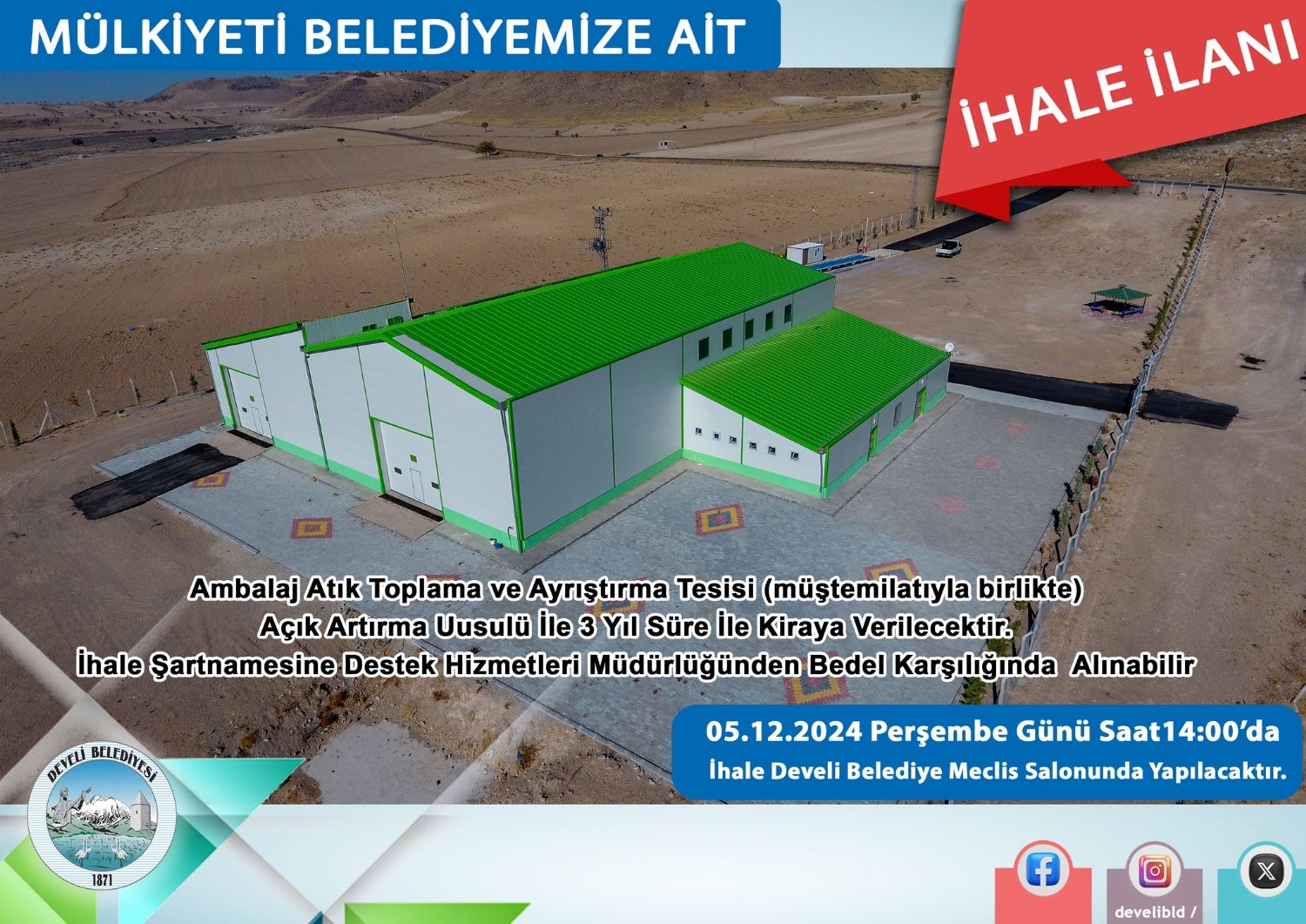 Ambalaj Atık Toplama ve Ayrıstırma Tesisi İhale İlanı (05.12.2024)